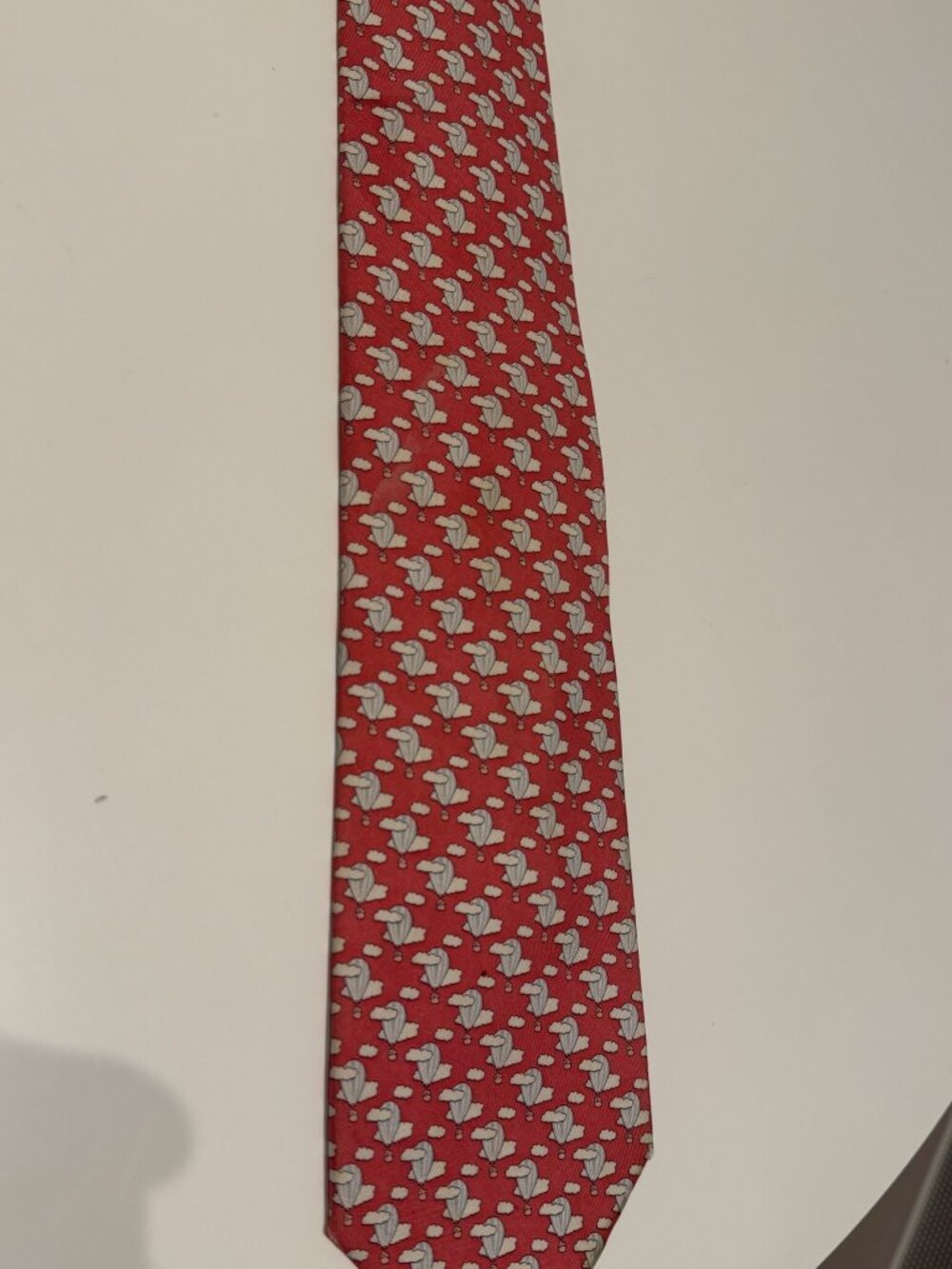 Vineyard Vines Red Elephant Print Silk Tie